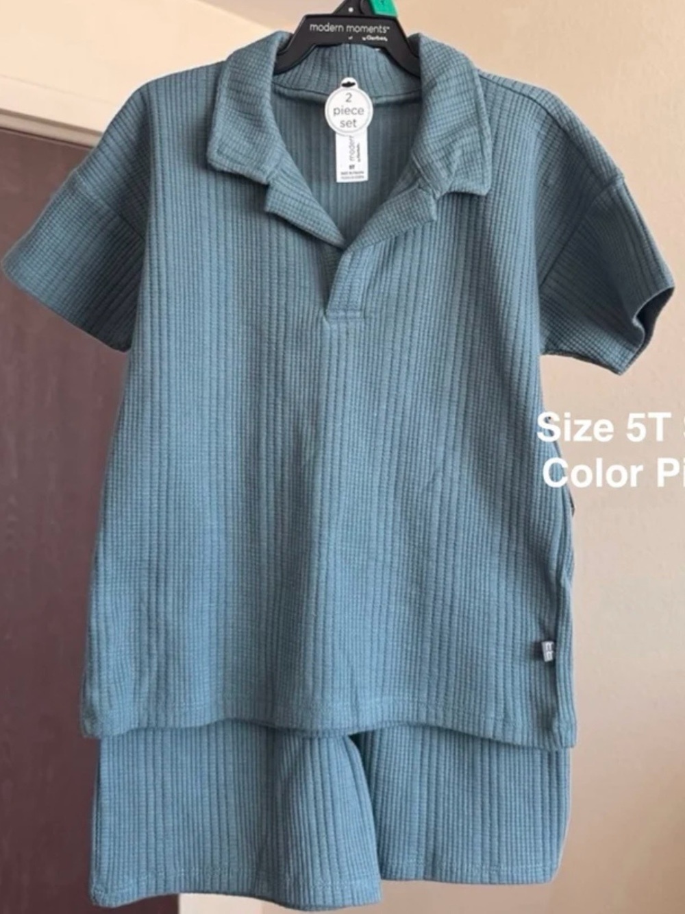Modern Moments by Gerber Baby and Toddler Boy Johnny Collar Top and Pant Set,5T